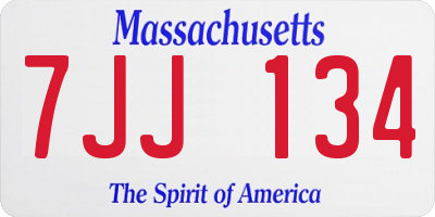 MA license plate 7JJ134
