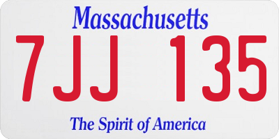 MA license plate 7JJ135