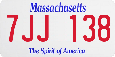 MA license plate 7JJ138