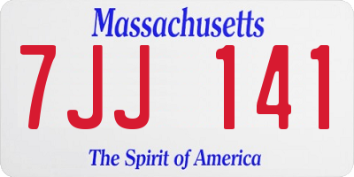 MA license plate 7JJ141