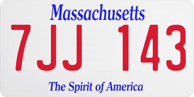 MA license plate 7JJ143