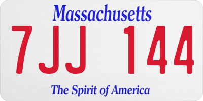 MA license plate 7JJ144