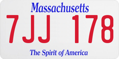 MA license plate 7JJ178