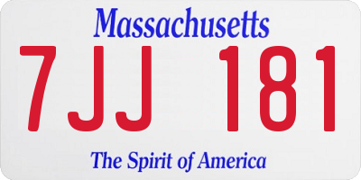 MA license plate 7JJ181