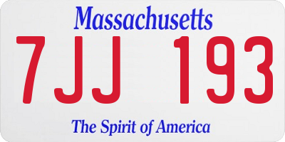 MA license plate 7JJ193