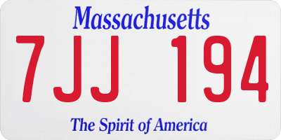 MA license plate 7JJ194
