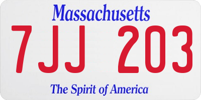 MA license plate 7JJ203