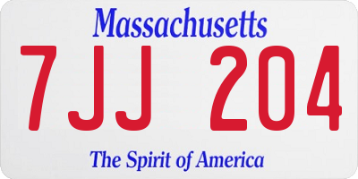 MA license plate 7JJ204