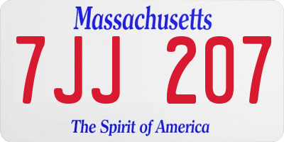 MA license plate 7JJ207