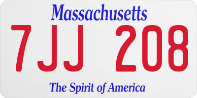MA license plate 7JJ208