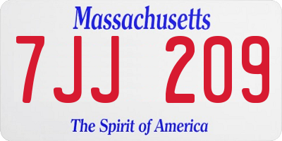 MA license plate 7JJ209