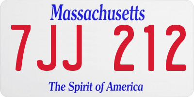 MA license plate 7JJ212
