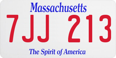MA license plate 7JJ213