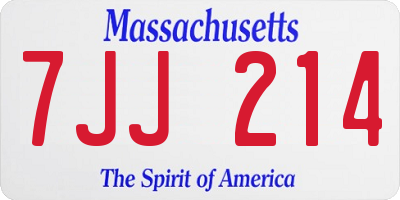 MA license plate 7JJ214
