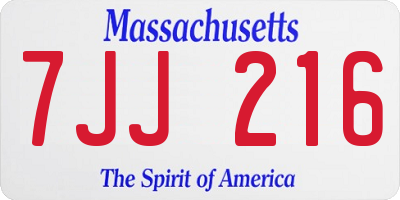 MA license plate 7JJ216