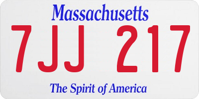 MA license plate 7JJ217