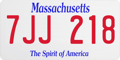 MA license plate 7JJ218