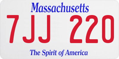 MA license plate 7JJ220