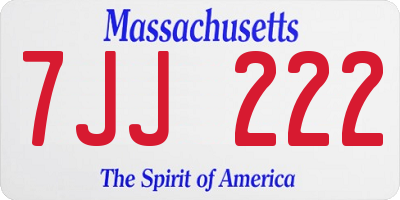 MA license plate 7JJ222