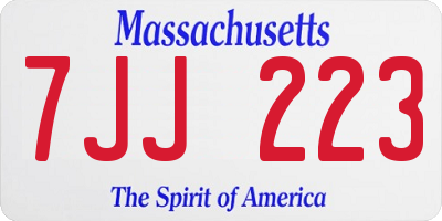 MA license plate 7JJ223