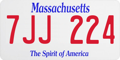 MA license plate 7JJ224