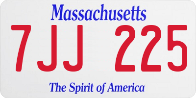 MA license plate 7JJ225