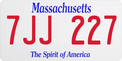 MA license plate 7JJ227