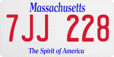 MA license plate 7JJ228