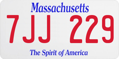MA license plate 7JJ229