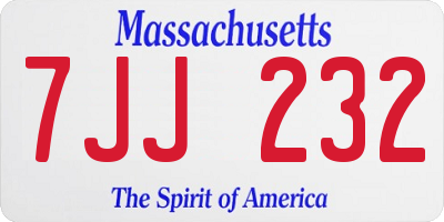MA license plate 7JJ232