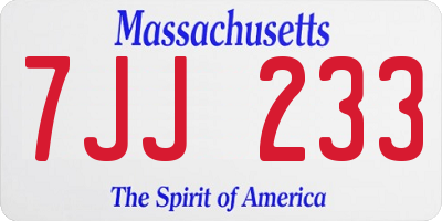 MA license plate 7JJ233