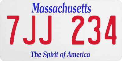 MA license plate 7JJ234