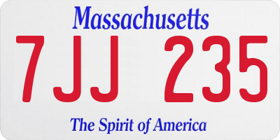 MA license plate 7JJ235