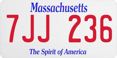 MA license plate 7JJ236