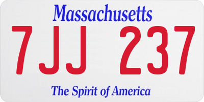 MA license plate 7JJ237