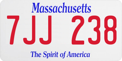 MA license plate 7JJ238