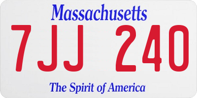 MA license plate 7JJ240