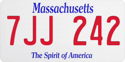 MA license plate 7JJ242