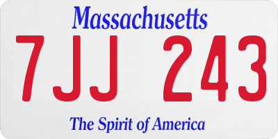 MA license plate 7JJ243