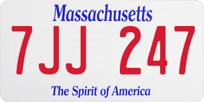 MA license plate 7JJ247