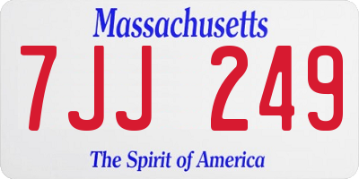 MA license plate 7JJ249