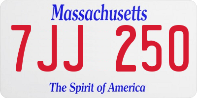 MA license plate 7JJ250