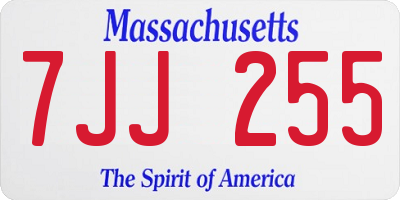 MA license plate 7JJ255