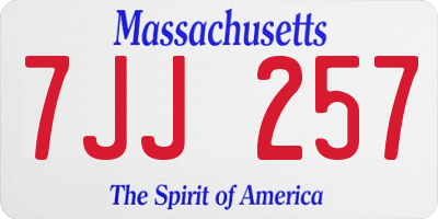 MA license plate 7JJ257
