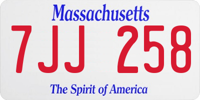 MA license plate 7JJ258