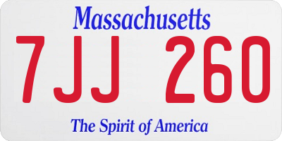 MA license plate 7JJ260