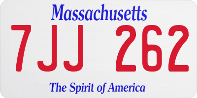 MA license plate 7JJ262