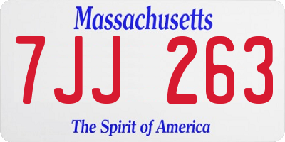 MA license plate 7JJ263