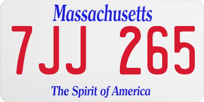 MA license plate 7JJ265