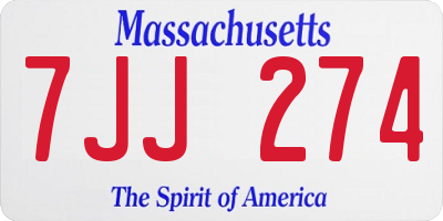 MA license plate 7JJ274